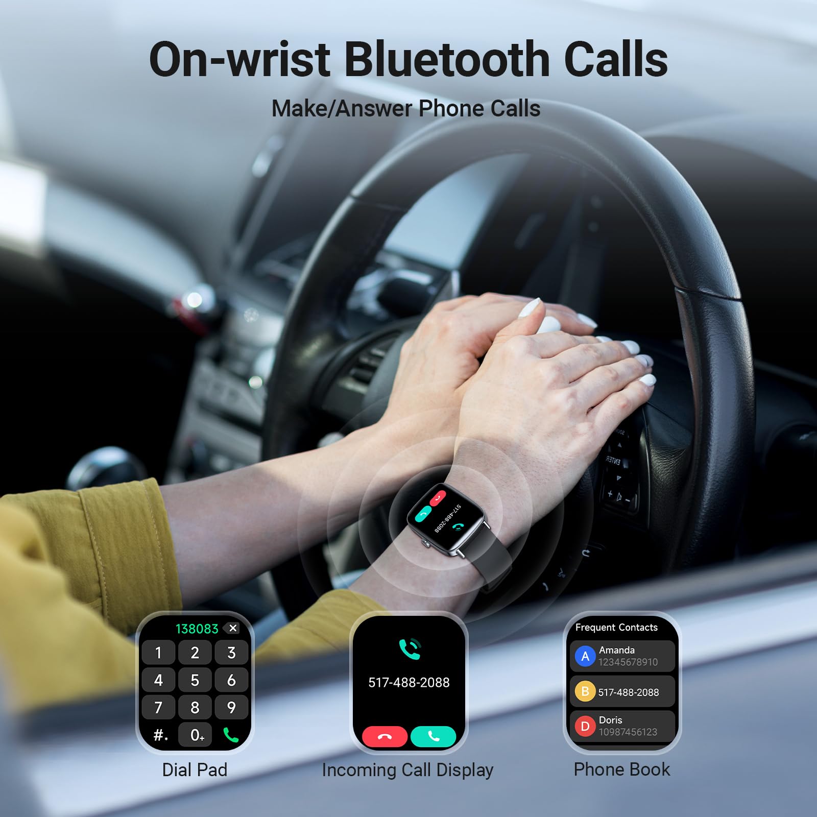 Fitpolo Smart Watch For Men Women, 1.85'' Touchscreen Fitness Tracker, Make/Answer Calls, Heart Rate Spo2 Monitor, Ip68 Waterpro